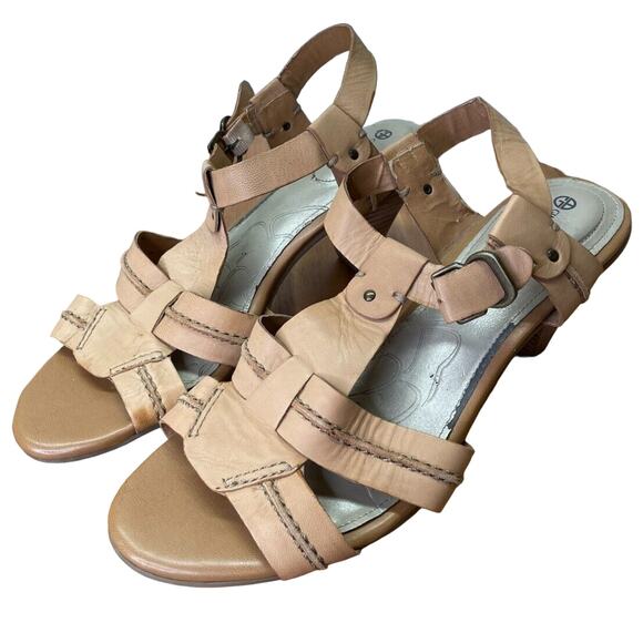 Giani Bernini Shoes Womens 9M Brown Straps Open Toe Leather Upper Buckle Pumps - Picture 1 of 11